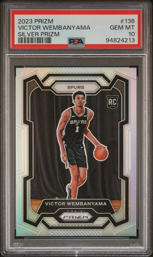 2023 Panini Prizm Silver Prizm Victor Wembanyama #136 PSA 10 – front