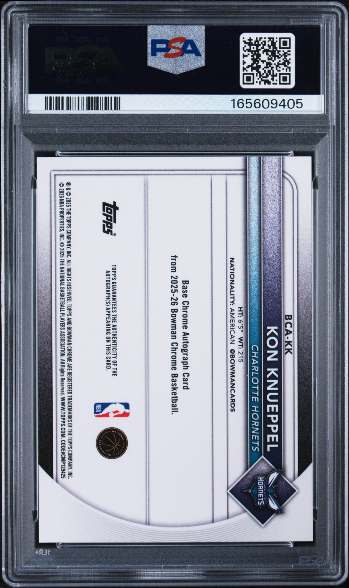 2025 Bowman Chrome Rookie Autograph Orange Geometric Refractor Kon Knueppel #BCAKK /25 PSA 9