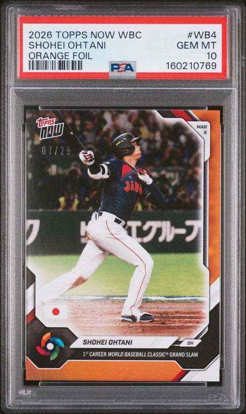 2026 Topps Now World Baseball Classic Orange Foil Shohei Ohtani #WB4 /25 PSA 10 – front