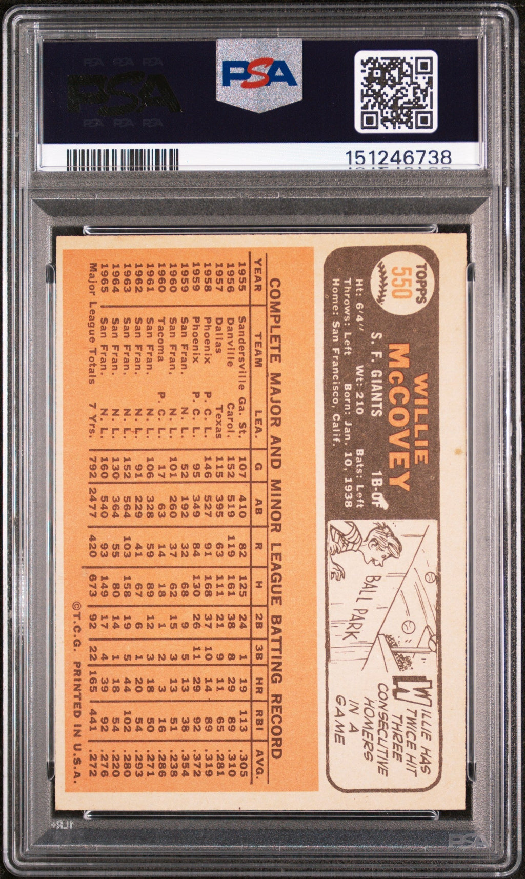 1966 Topps Willie Mccovey #550 PSA 6