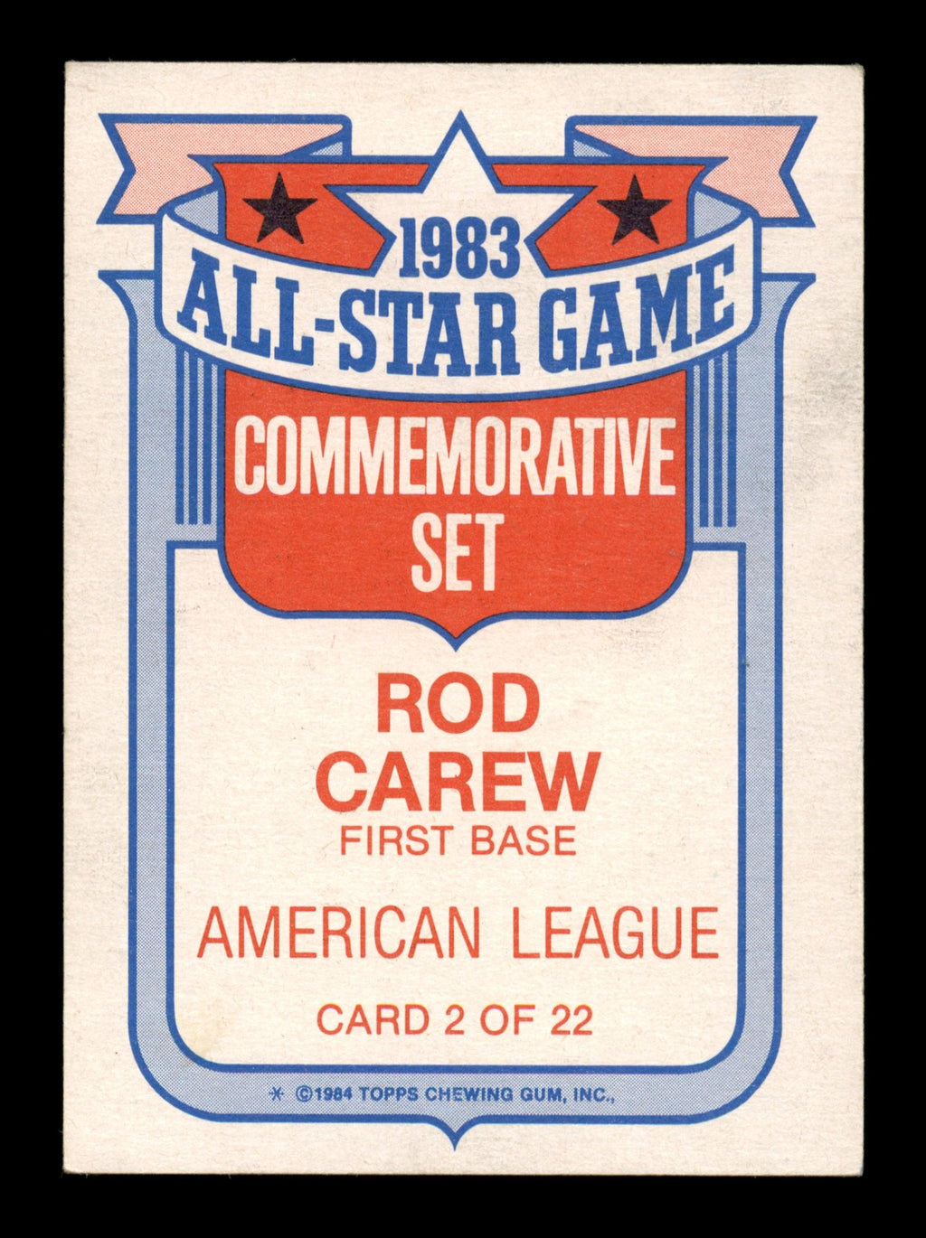 Rod Carew Autographed 1984 Topps All Star Set Card #2 California Angels SKU #186669