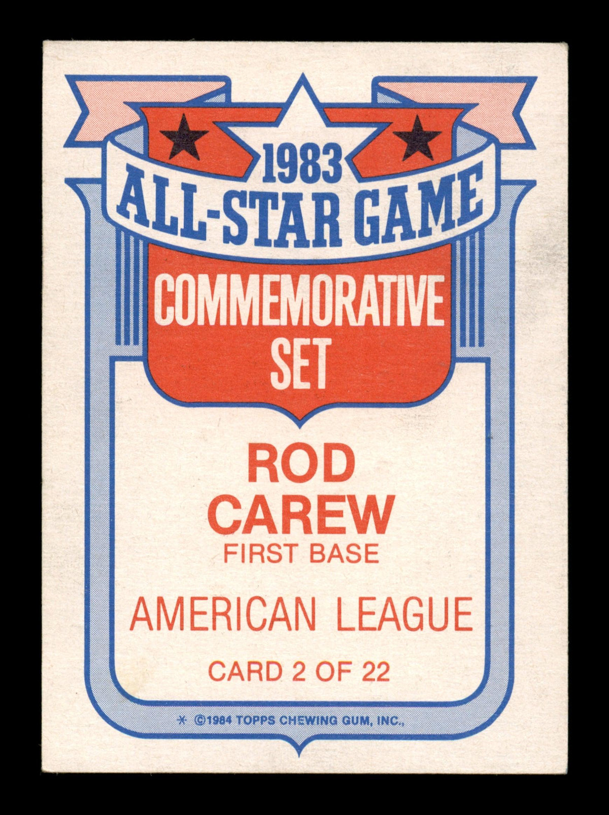 Rod Carew Autographed 1984 Topps All Star Set Card #2 California Angels SKU #186669