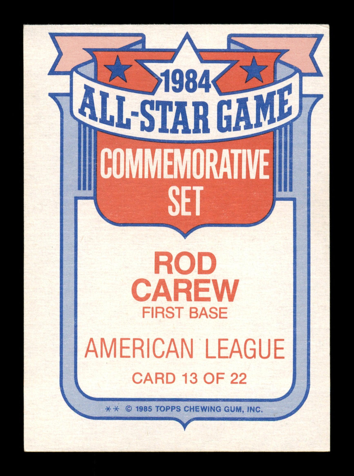 Rod Carew Autographed 1985 Topps All Star Set Card #13 California Angels SKU #186694