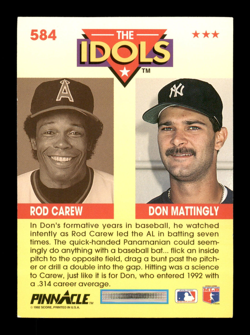 Rod Carew Autographed 1992 Pinnacle Card #584 California Angels SKU #186746