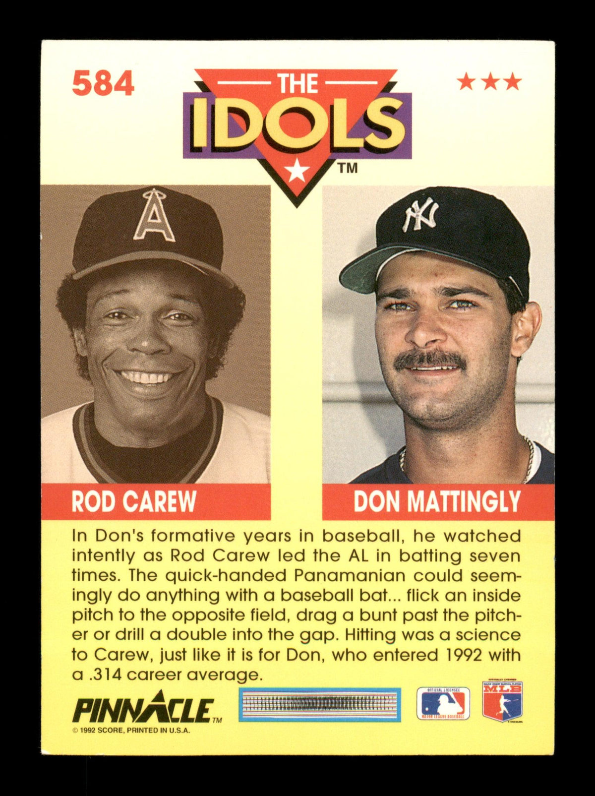 Rod Carew Autographed 1992 Pinnacle Card #584 California Angels SKU #186746