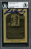 Luke Appling Autographed 1982 Metallic HOF Plaque Card Chicago White Sox Beckett BAS #12516198
