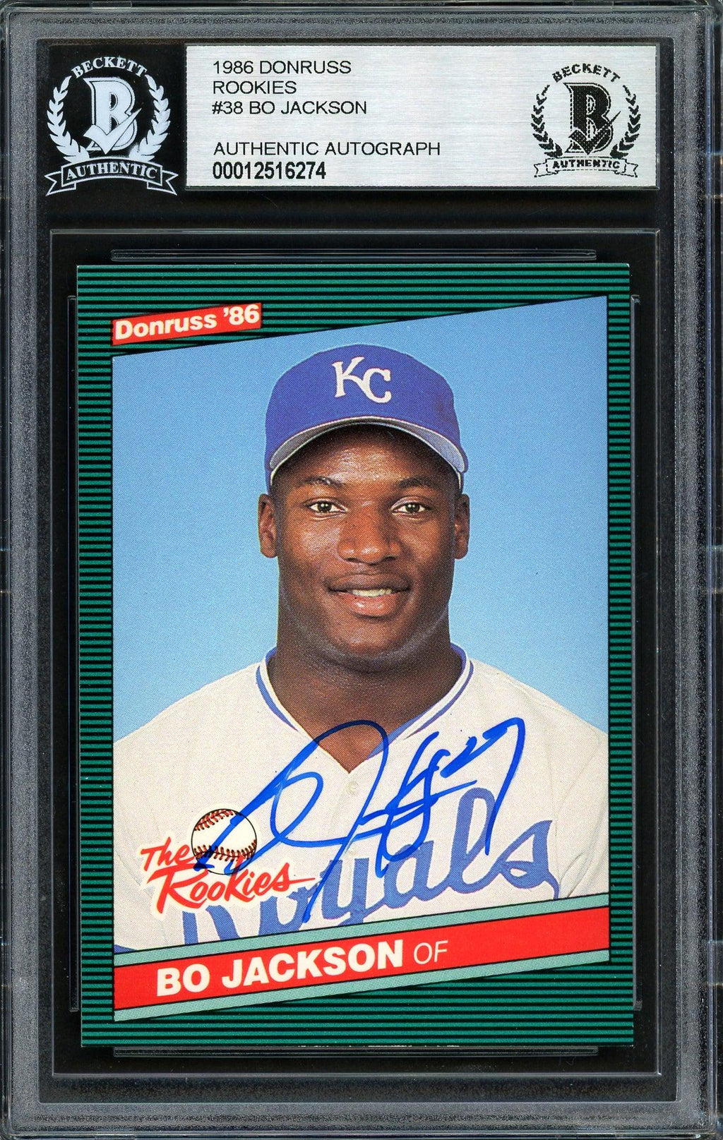 Bo Jackson Autographed 1986 Donruss The Rookies Rookie Card #38 Kansas City Royals Beckett BAS Stock #187363