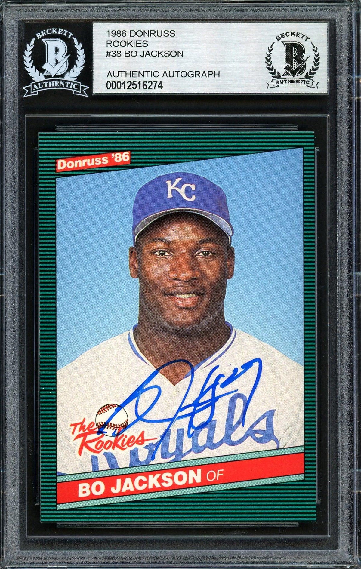 Bo Jackson Autographed 1986 Donruss The Rookies Rookie Card #38 Kansas City Royals Beckett BAS Stock #187363