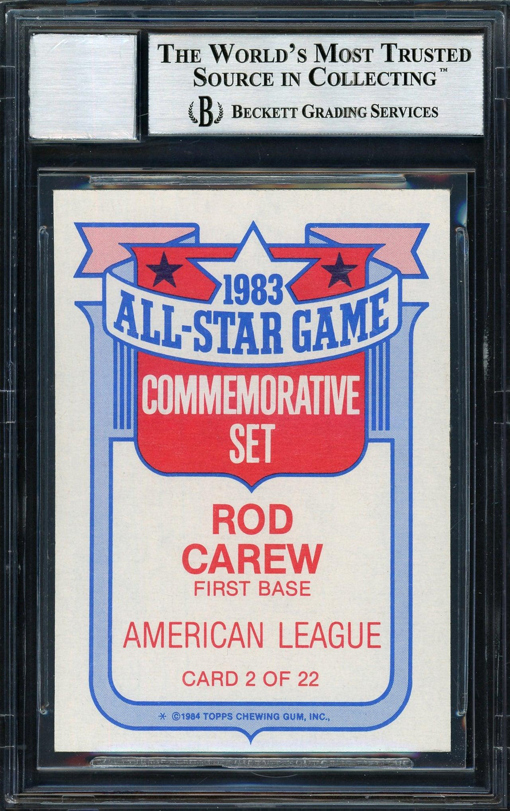 Rod Carew Autographed 1984 Topps All Star Set Card #2 California Angels Auto Grade 10 Beckett BAS #12510568