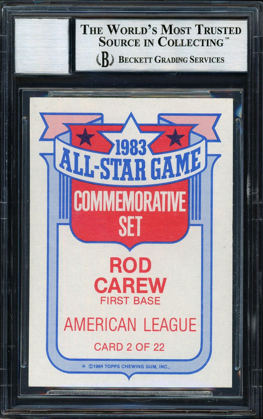 Rod Carew Autographed 1984 Topps All Star Set Card #2 California Angels Auto Grade 10 Beckett BAS #12510570