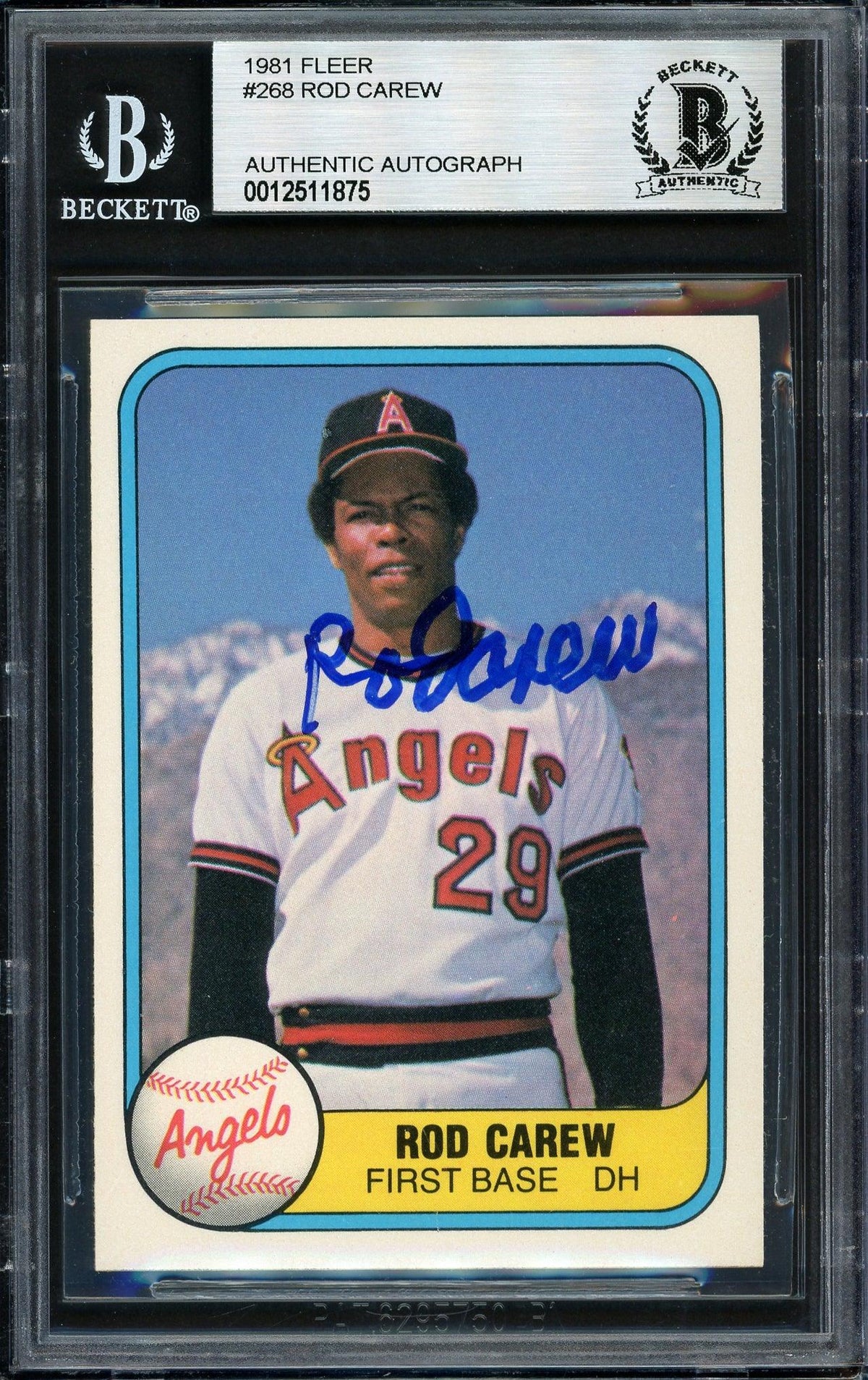 Rod Carew Autographed 1981 Fleer Card #268 California Angels Beckett BAS #12511875