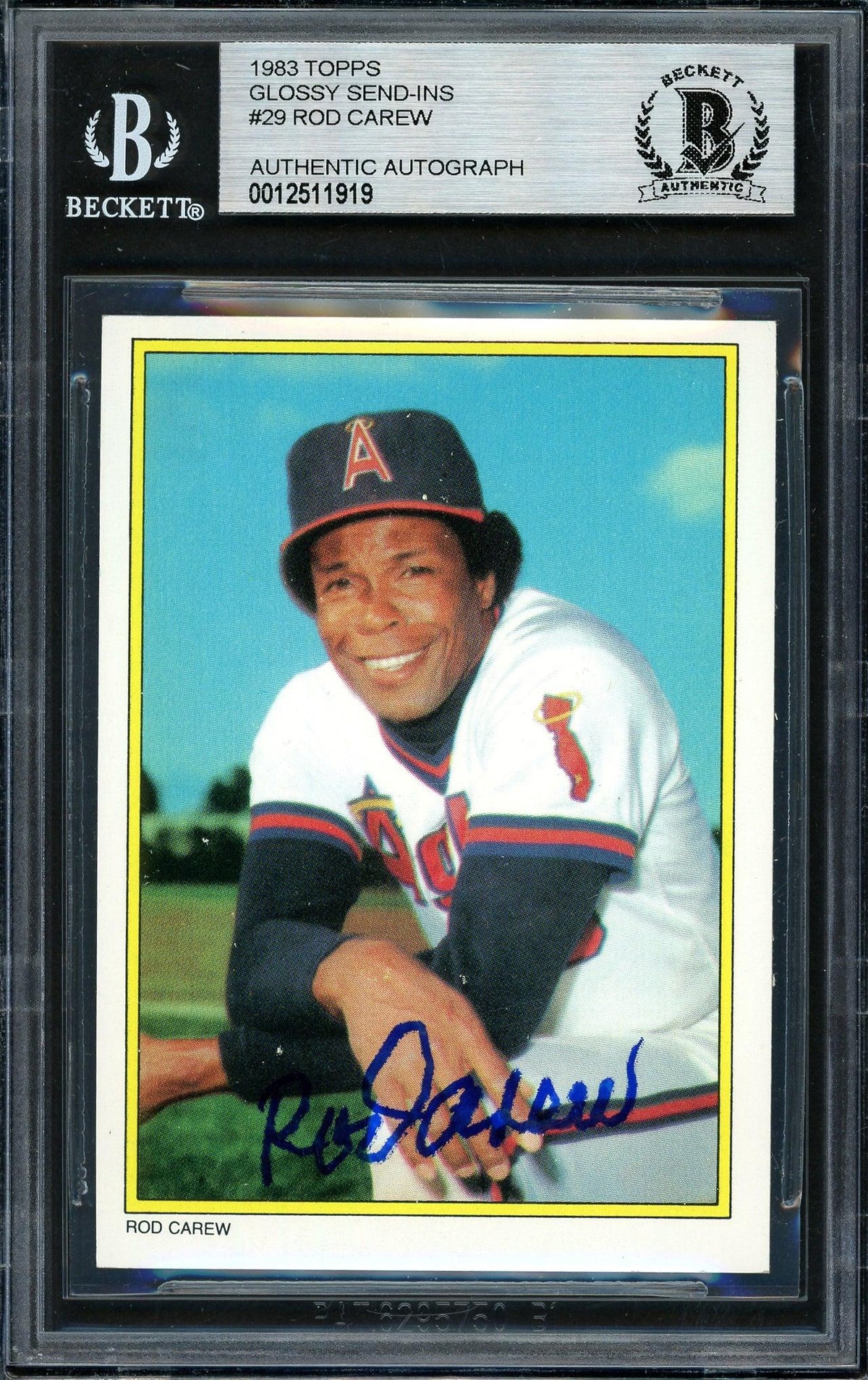 Rod Carew Autographed 1983 Topps All Star Set Card #29 California Angels Beckett BAS #12511919