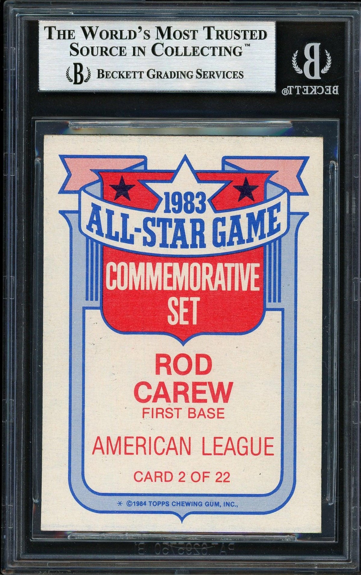 Rod Carew Autographed 1984 Topps All Star Set Card #2 California Angels Beckett BAS #12511930