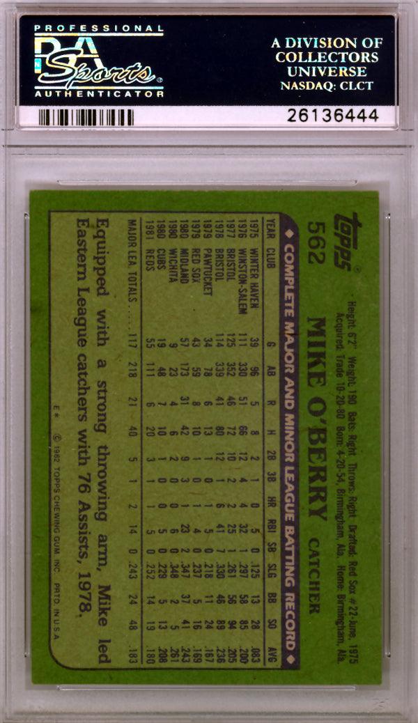Mike O'Berry Autographed 1982 Topps Card #562 Cincinnati Reds PSA/DNA #26136444