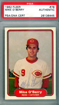 Mike O'Berry Autographed 1982 Fleer Card #78 Cincinnati Reds PSA/DNA #26136445