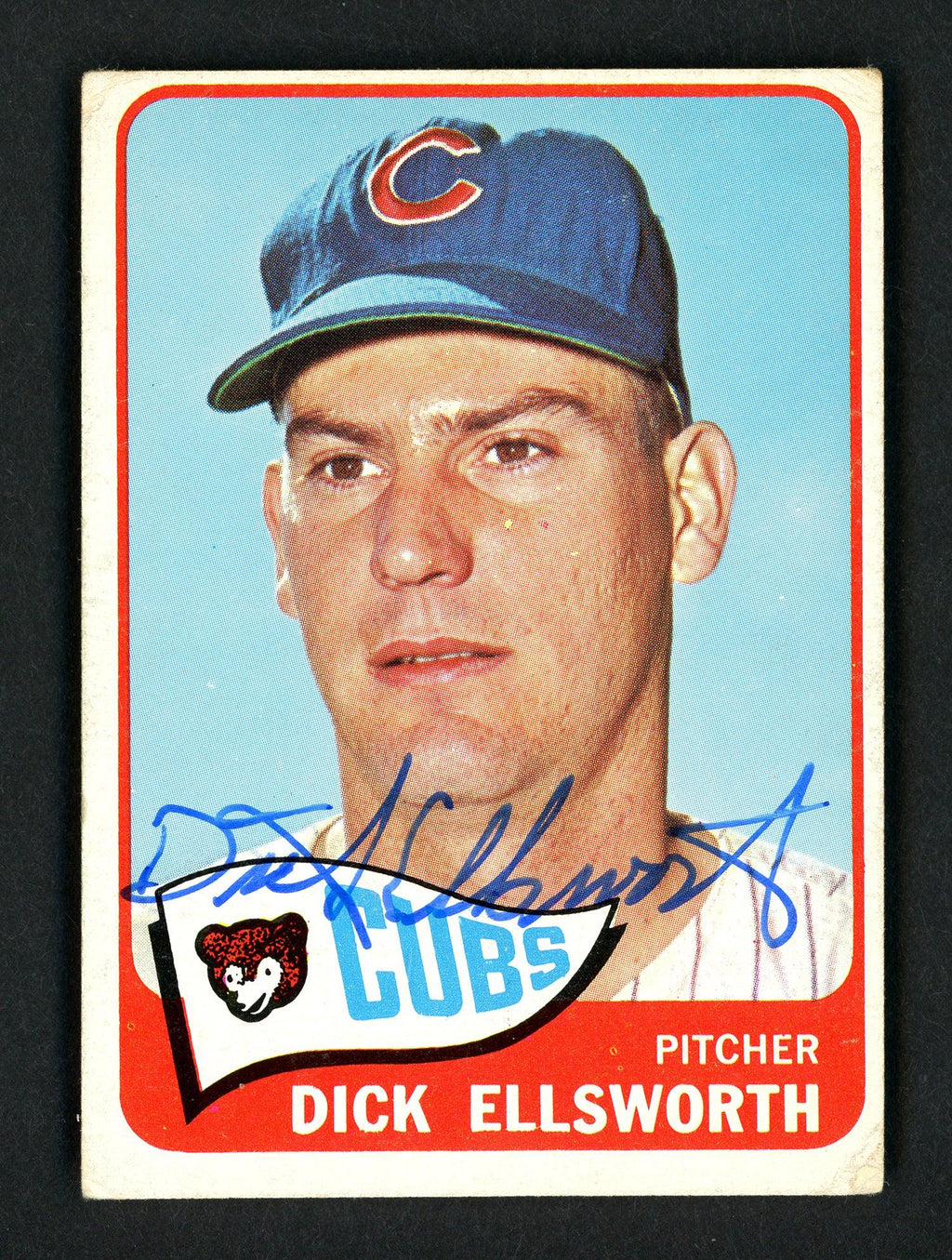 Dick Ellsworth Autographed 1965 Topps Card #165 Chicago Cubs SKU #157094