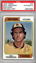 Rich Troedson Autographed 1974 Topps Card #77 San Diego Padres PSA/DNA #26602984