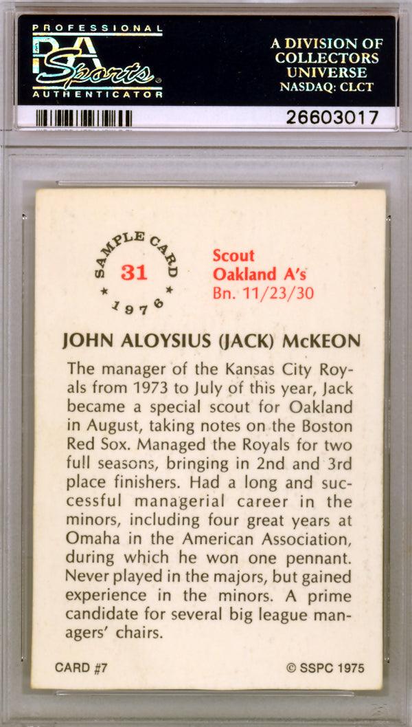 Jack Mckeon Autographed 1975 SSPC Card #7 Kansas City Royals PSA/DNA #26603017
