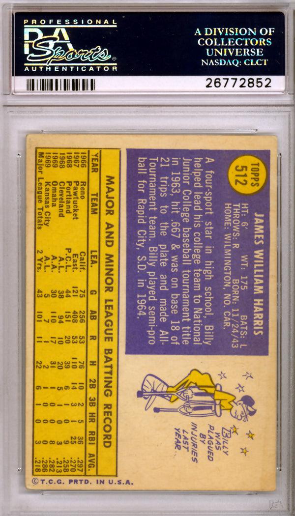 Billy Harris Autographed 1970 Topps Card #512 Kansas City Royals PSA/DNA #26772852