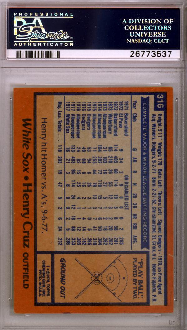 Henry Cruz Autographed 1978 Topps Card #316 Chicago White Sox PSA/DNA #26773537
