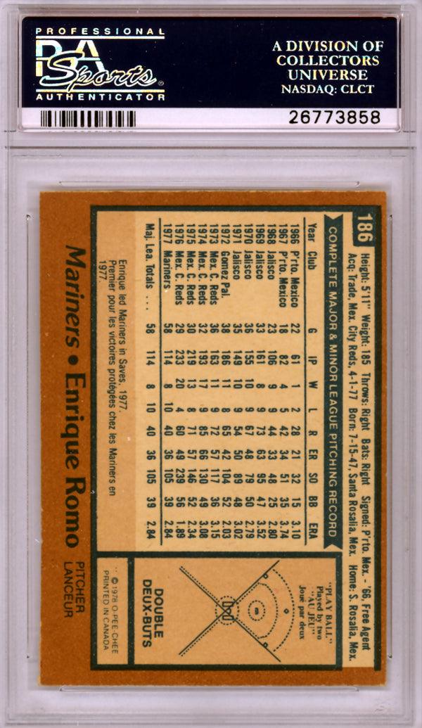 Enrique Romo Autographed 1978 O-Pee-Chee Rookie Card #186 Seattle Mariners PSA/DNA #26773858