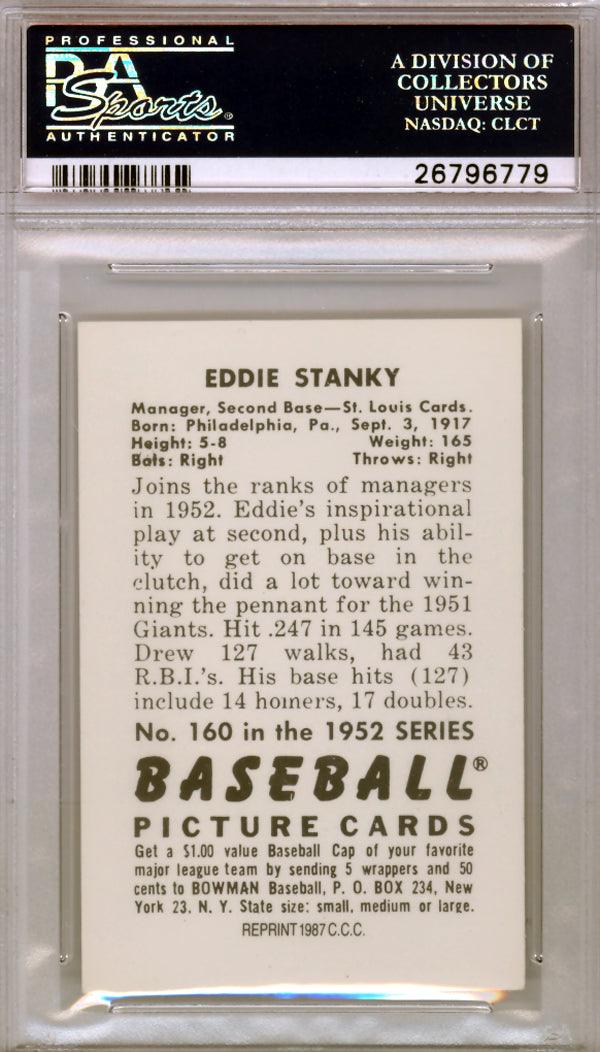 Eddie Stanky Autographed 1987 1952 Bowman Reprint Card #160 St. Louis Cardinals PSA/DNA #26796779