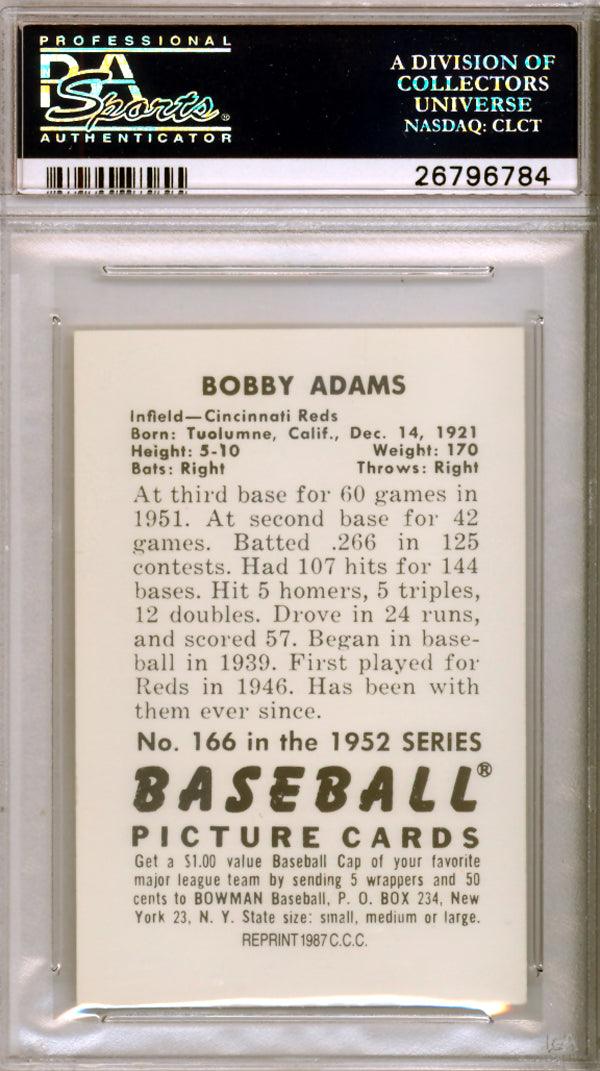 Bobby Adams Autographed 1987 1952 Bowman Reprint Card #166 Cincinnati Reds PSA/DNA #26796784