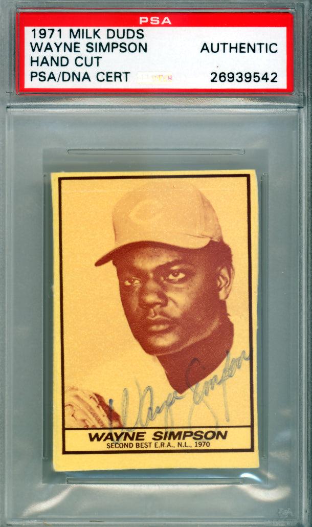 Wayne Simpson Autographed 1971 Milk Duds Card Cincinnati Reds PSA/DNA #26939542