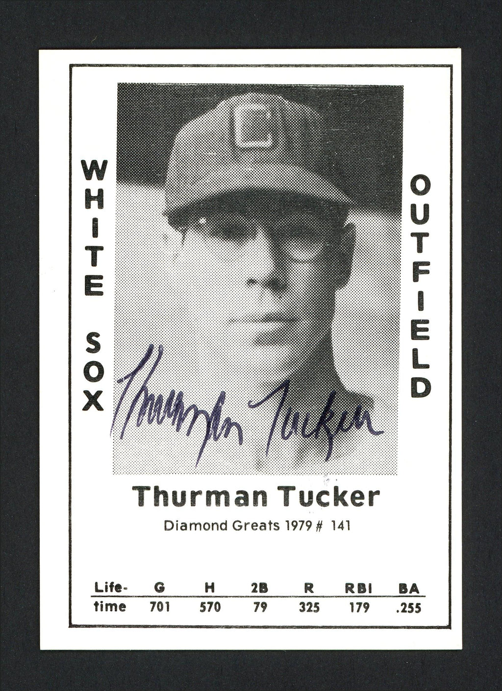 Thurman Tucker Autographed 1979 Diamond Greats Card #141 Chicago White Sox SKU #165629