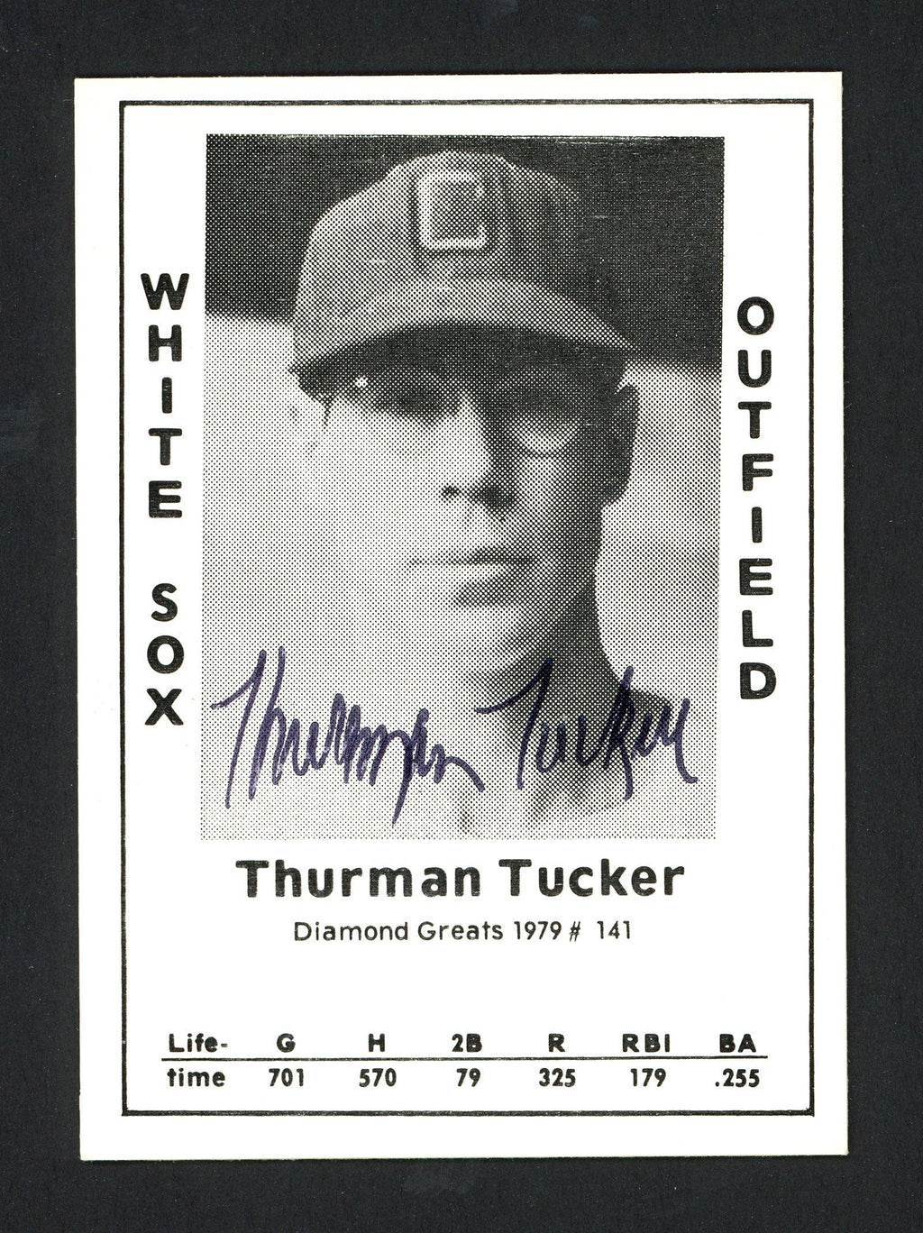 Thurman Tucker Autographed 1979 Diamond Greats Card #141 Chicago White Sox SKU #165630