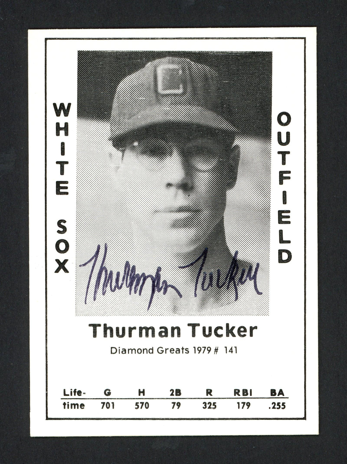 Thurman Tucker Autographed 1979 Diamond Greats Card #141 Chicago White Sox SKU #165630