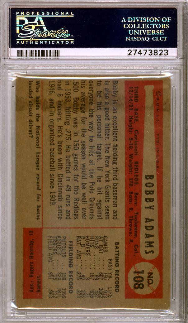 Bobby Adams Autographed 1954 Bowman Card #108 Cincinnati Reds PSA/DNA #27473823
