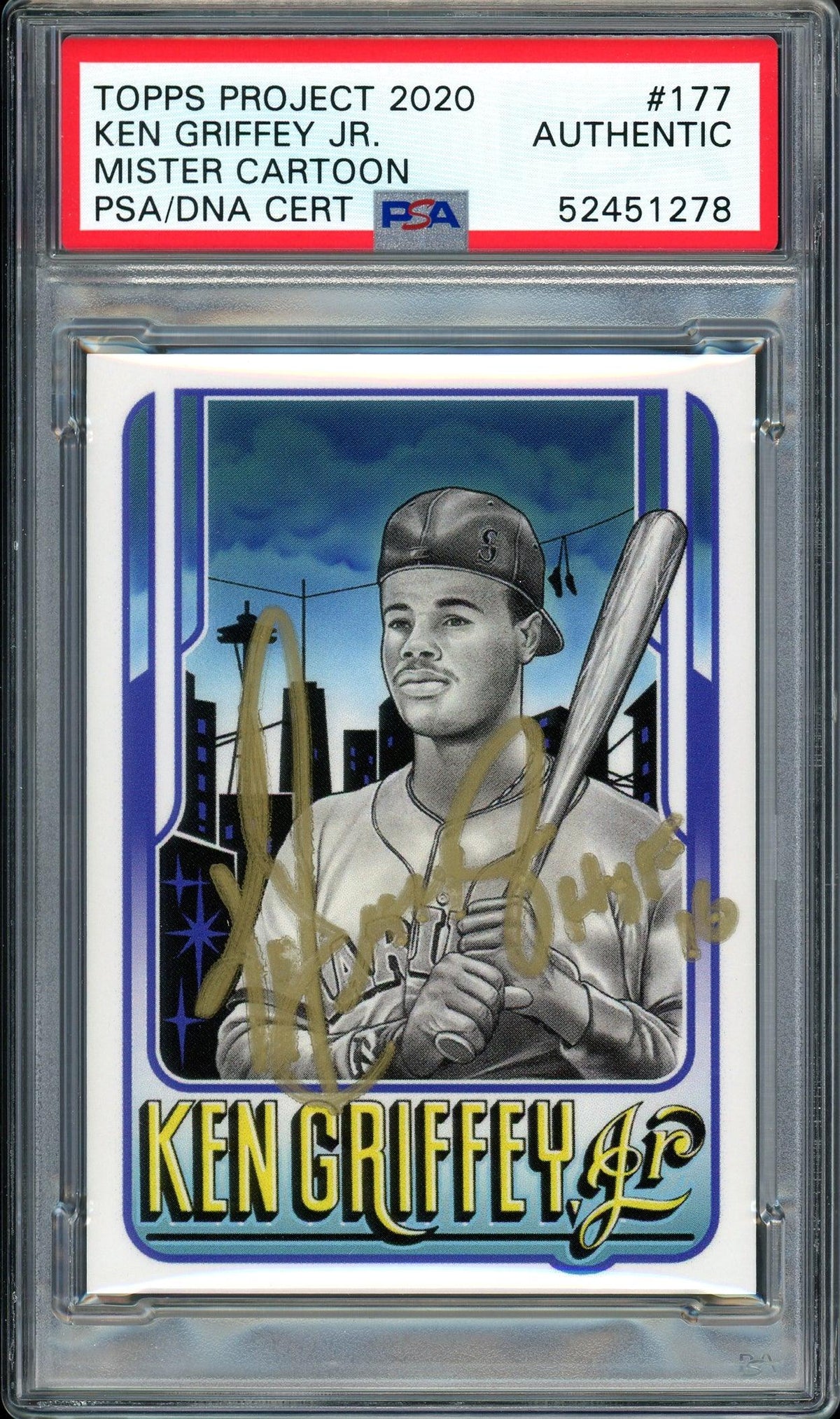 Ken Griffey Jr. Autographed Topps Project 2020 Mister Cartoon Card #177 Seattle Mariners "HOF 16" #1/1 PSA/DNA #52451278