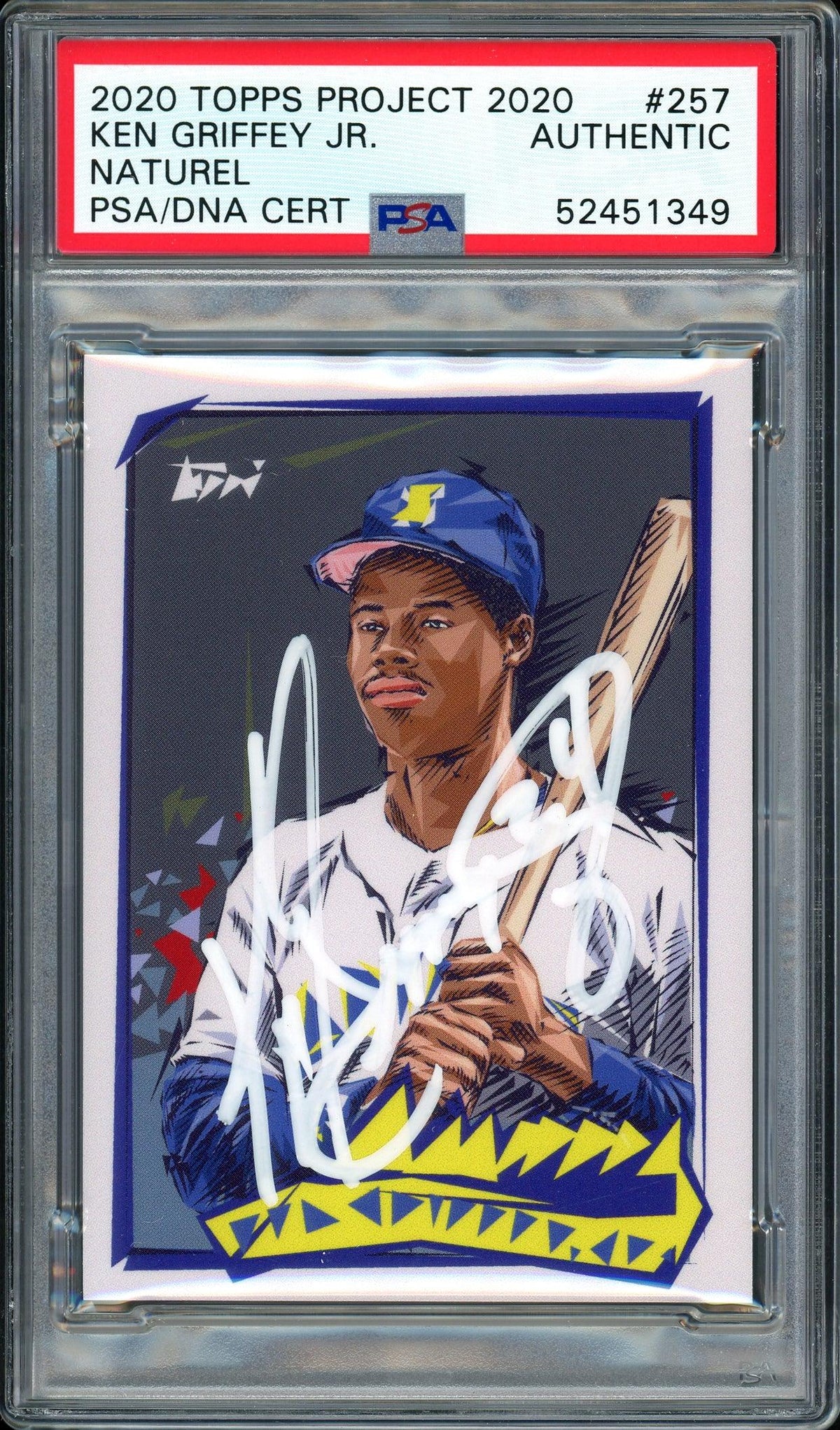 Ken Griffey Jr. Autographed Topps Project 2020 Naturel Card #257 Seattle Mariners "24" #1/1 PSA/DNA #52451349