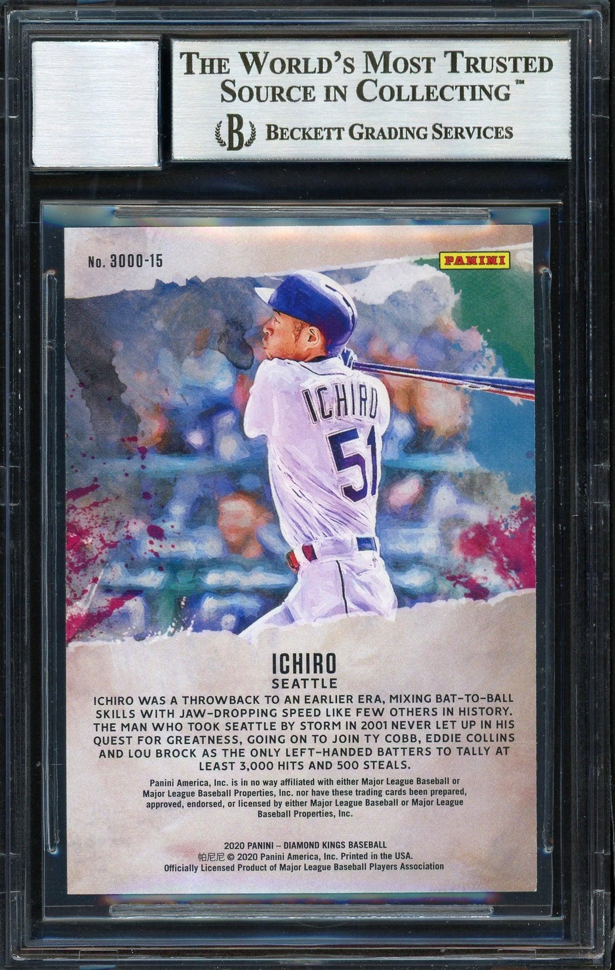 Ichiro Suzuki Autographed 2020 Panini Diamond Kings 3000 Card #3000-15 Seattle Mariners Auto Grade 10 Beckett BAS Stock #189971