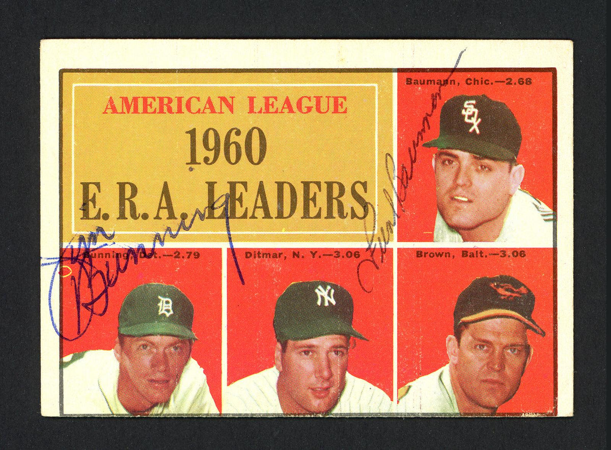 Jim Bunning & Frank Baumann Autographed 1961 Topps Card #46 SKU #161893