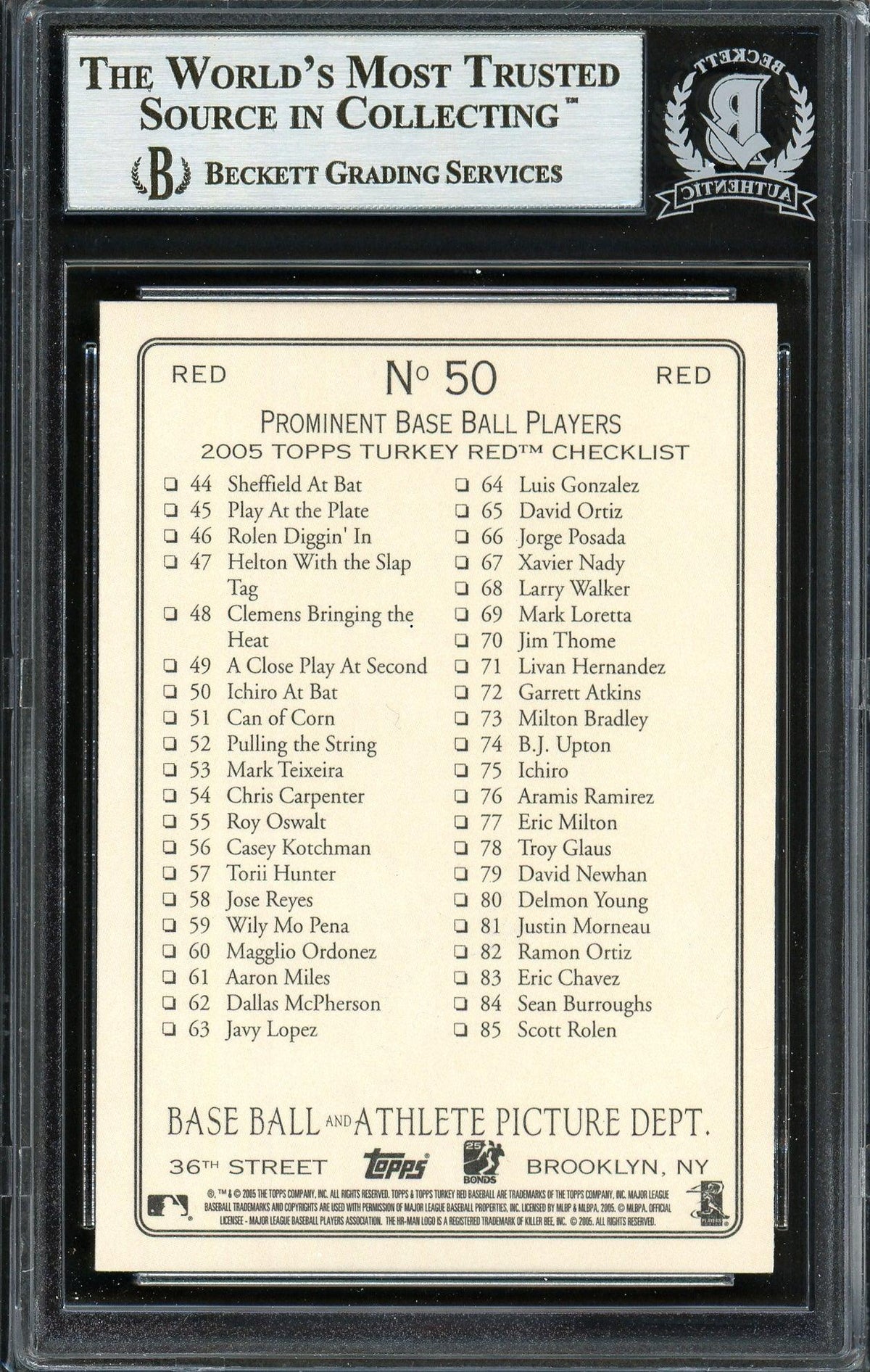 Ichiro Suzuki Autographed 2005 Topps Turkey Red Card #50 Seattle Mariners Beckett BAS #12668594