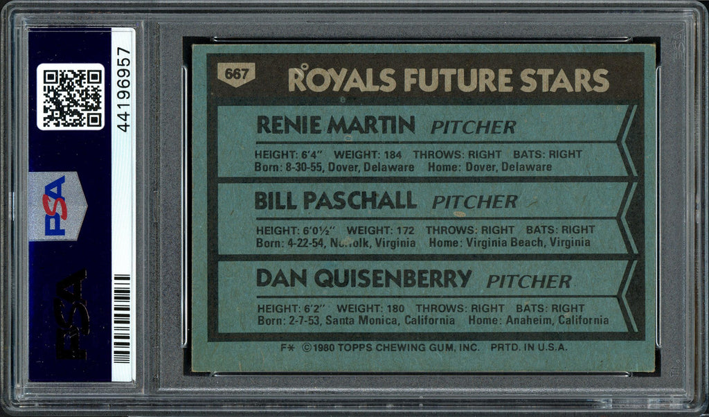 Dan Quisenberry Autographed 1980 Topps Rookie Card #667 Kansas City Royals PSA/DNA #44196957