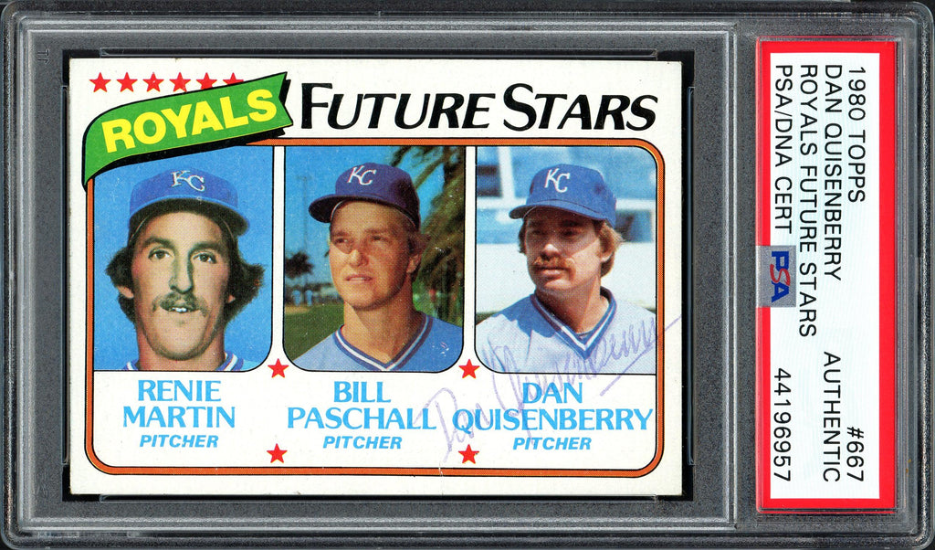 Dan Quisenberry Autographed 1980 Topps Rookie Card #667 Kansas City Royals PSA/DNA #44196957