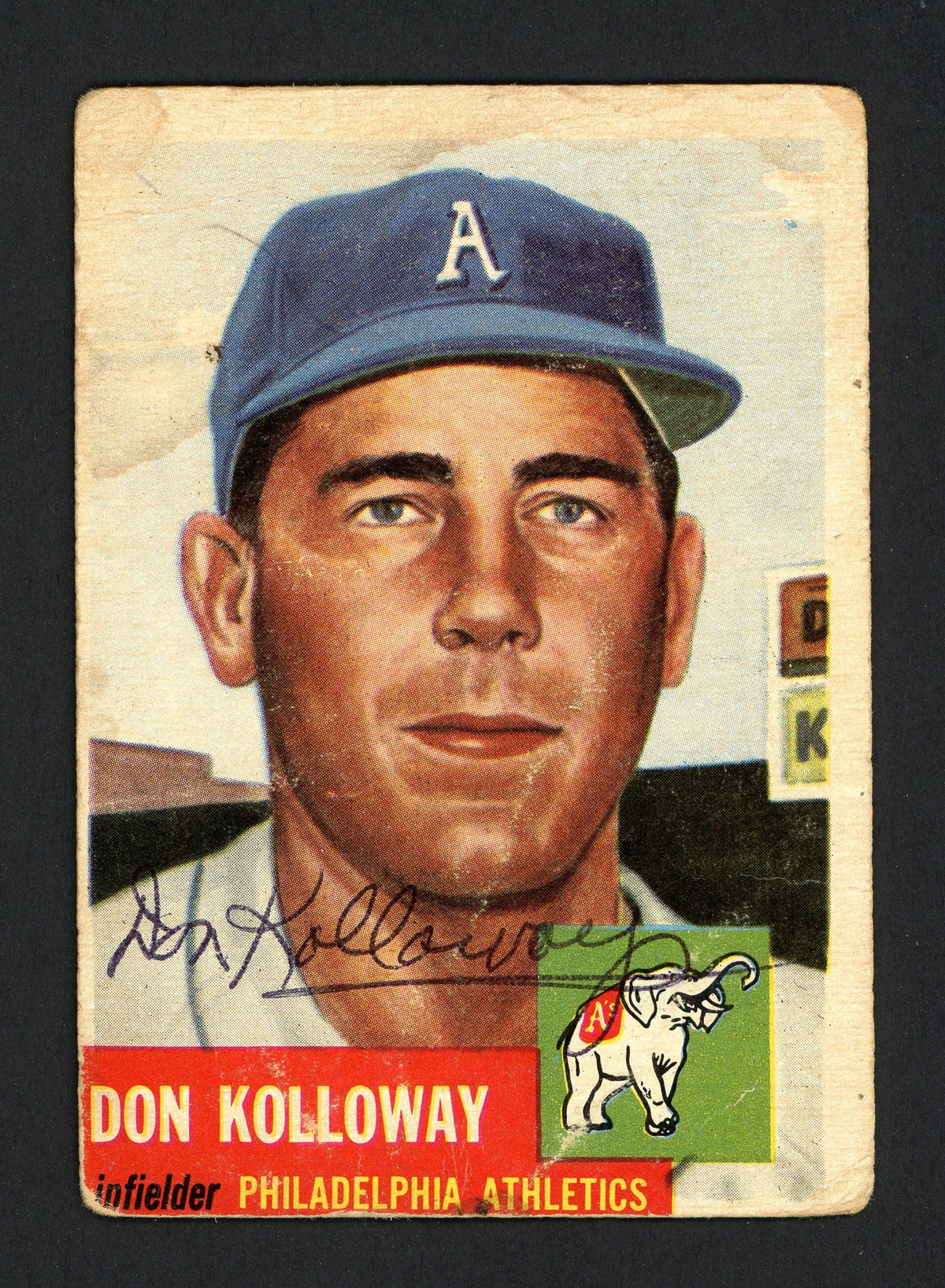 Don Kolloway Autographed 1953 Topps Card #97 Philadelphia A's SKU #164279