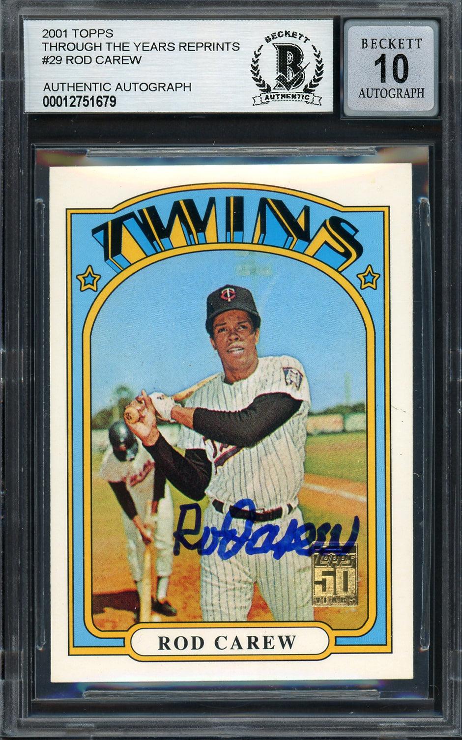 Rod Carew Autographed 2000 Topps Through The Years Card #29 Minnesota Twins Auto Grade Gem Mint 10 Beckett BAS #12751679