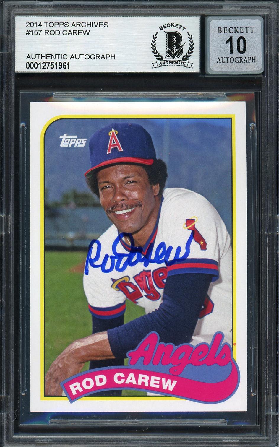 Rod Carew Autographed 2014 Topps Archives Card #157 California Angels Auto Grade Gem Mint 10 Beckett BAS #12751961