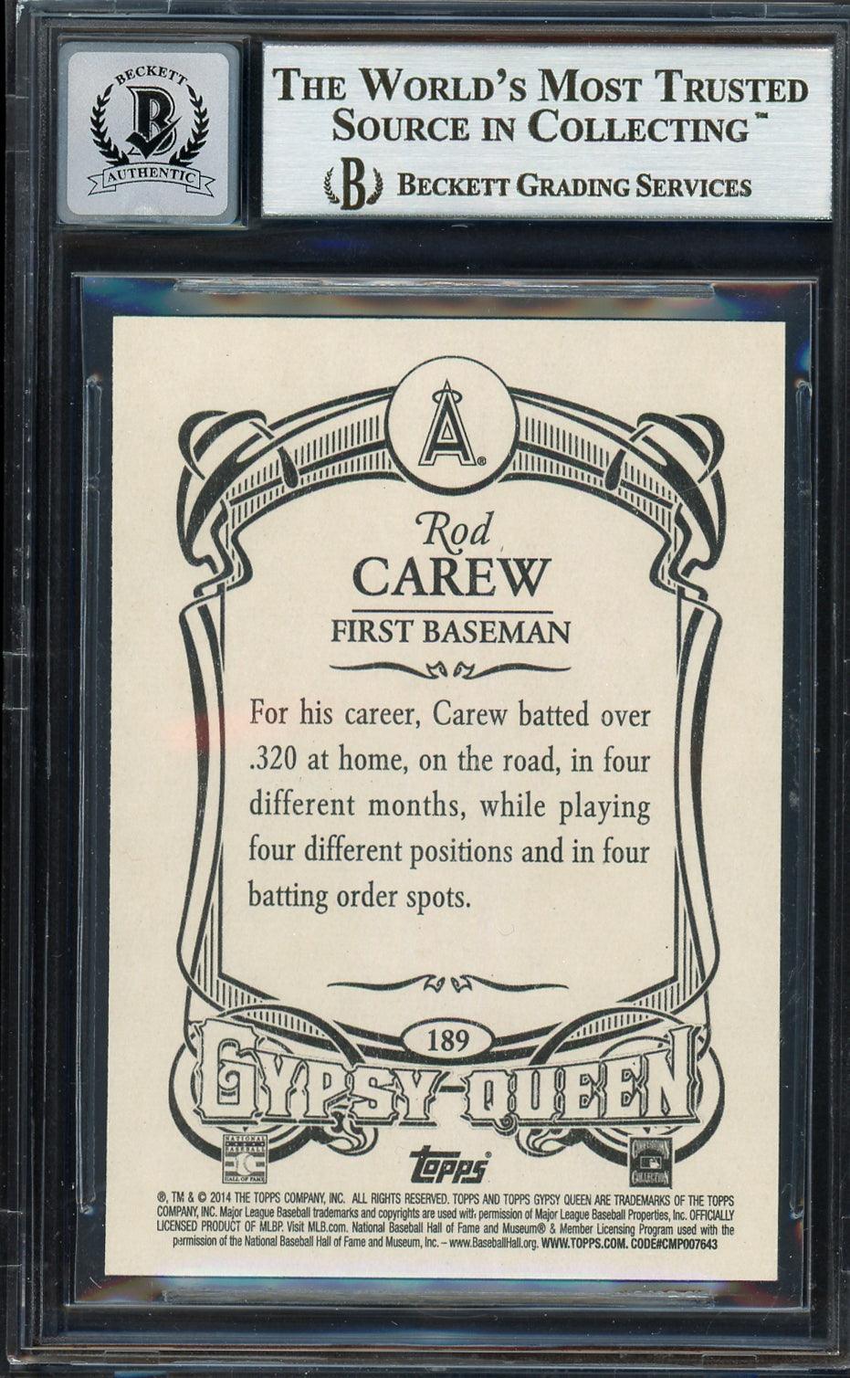 Rod Carew Autographed 2014 Topps Gypsy Queen Card #189 California Angels Auto Grade Gem Mint 10 Beckett BAS #12751966