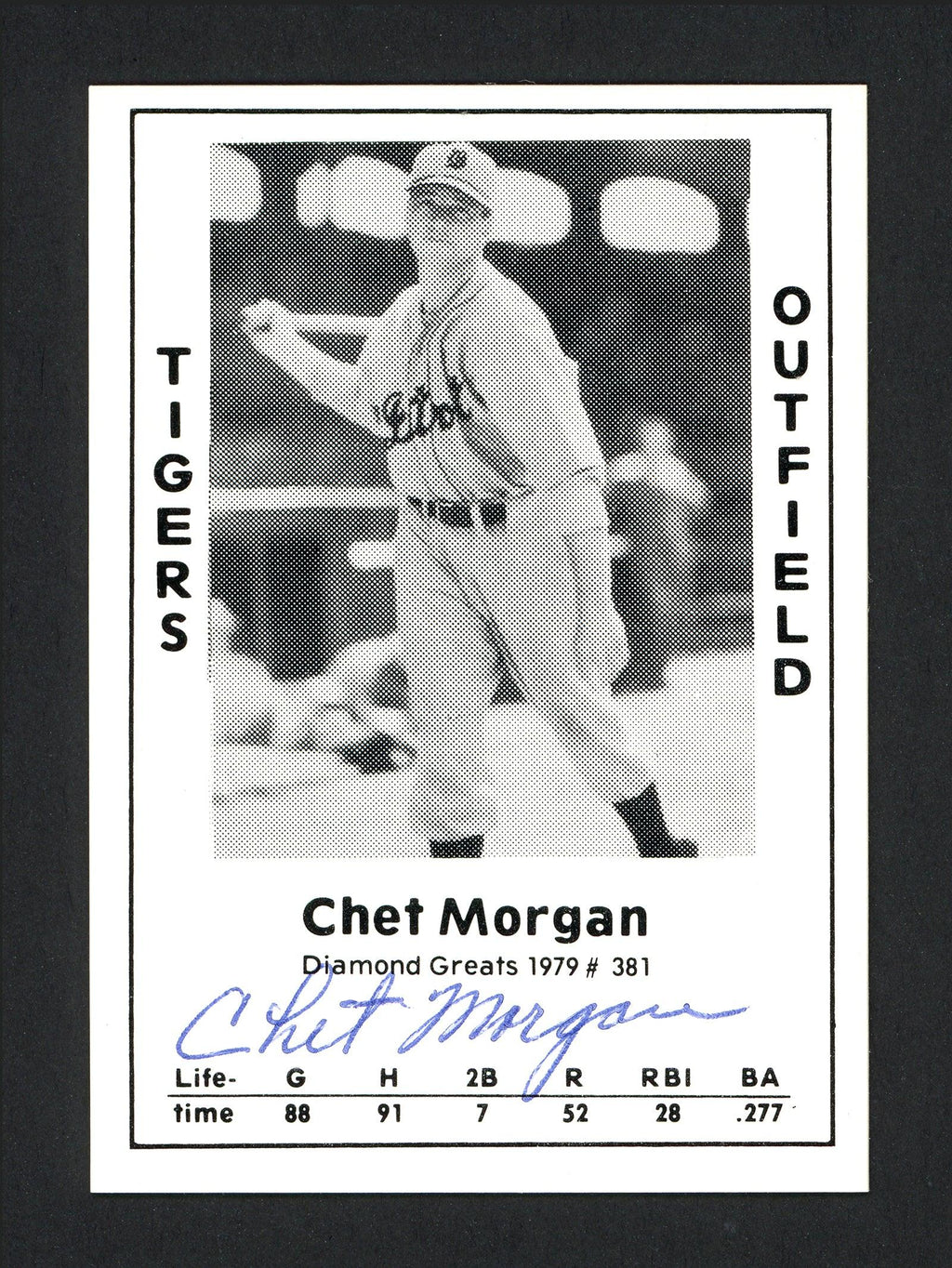 Chet Morgan Autographed 1979 Diamond Greats Card #381 Detroit Tigers SKU #165868