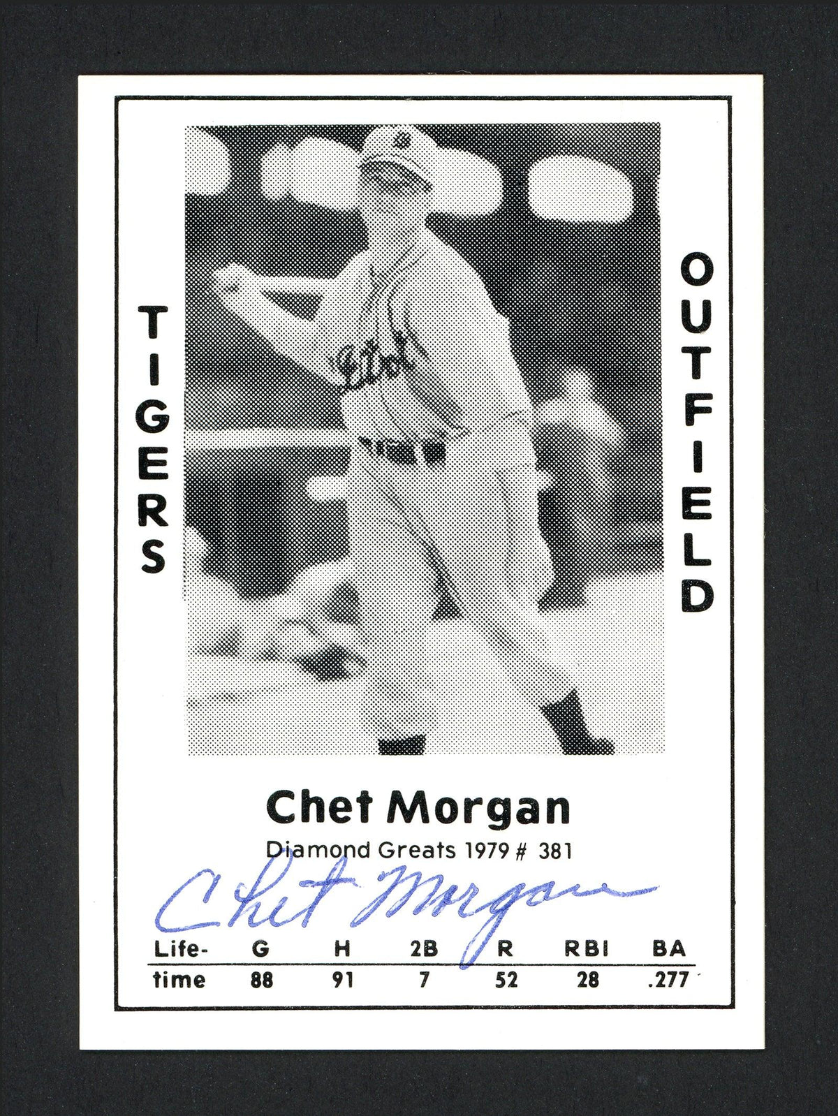 Chet Morgan Autographed 1979 Diamond Greats Card #381 Detroit Tigers SKU #165868