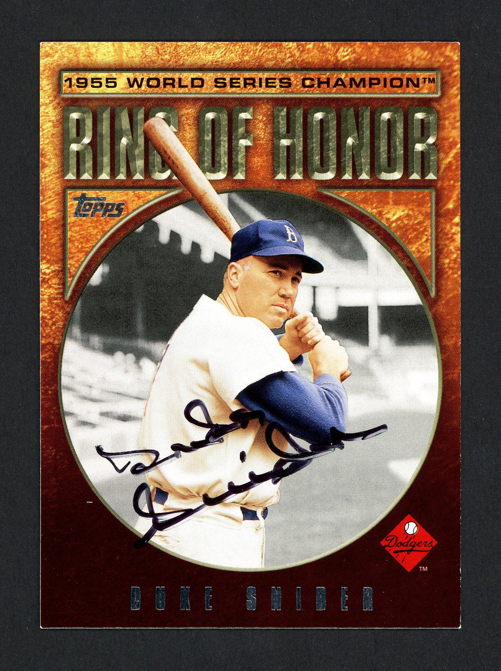 Duke Snider Autographed 2006 Topps Ring Of Honor Card #RH-DS Brooklyn Dodgers SKU #160171