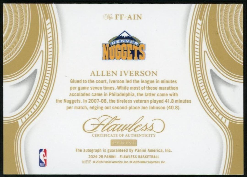 2024-25 Flawless Allen Iverson Flawless Finishes Auto /3