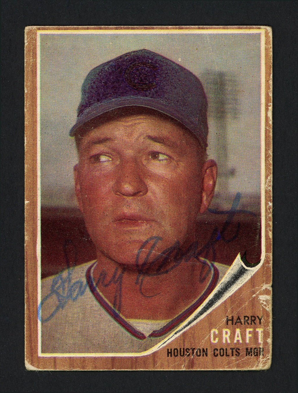 Harry Craft Autographed 1962 Topps Card #12 Houston Colt .45's (Creases) SKU #162273