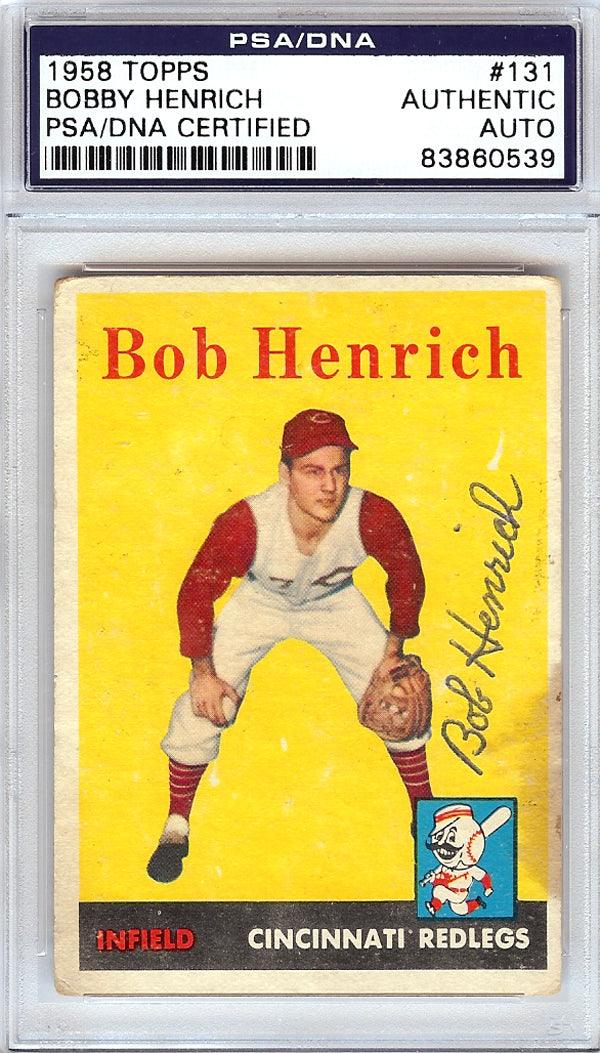 Bobby Henrich Autographed 1958 Topps Card #131 Cincinnati Redlegs PSA/DNA #83860539