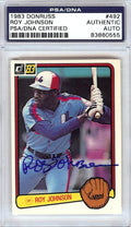 Roy Johnson Autographed 1983 Donruss Rookie Card #492 Montreal Expos PSA/DNA #83860555